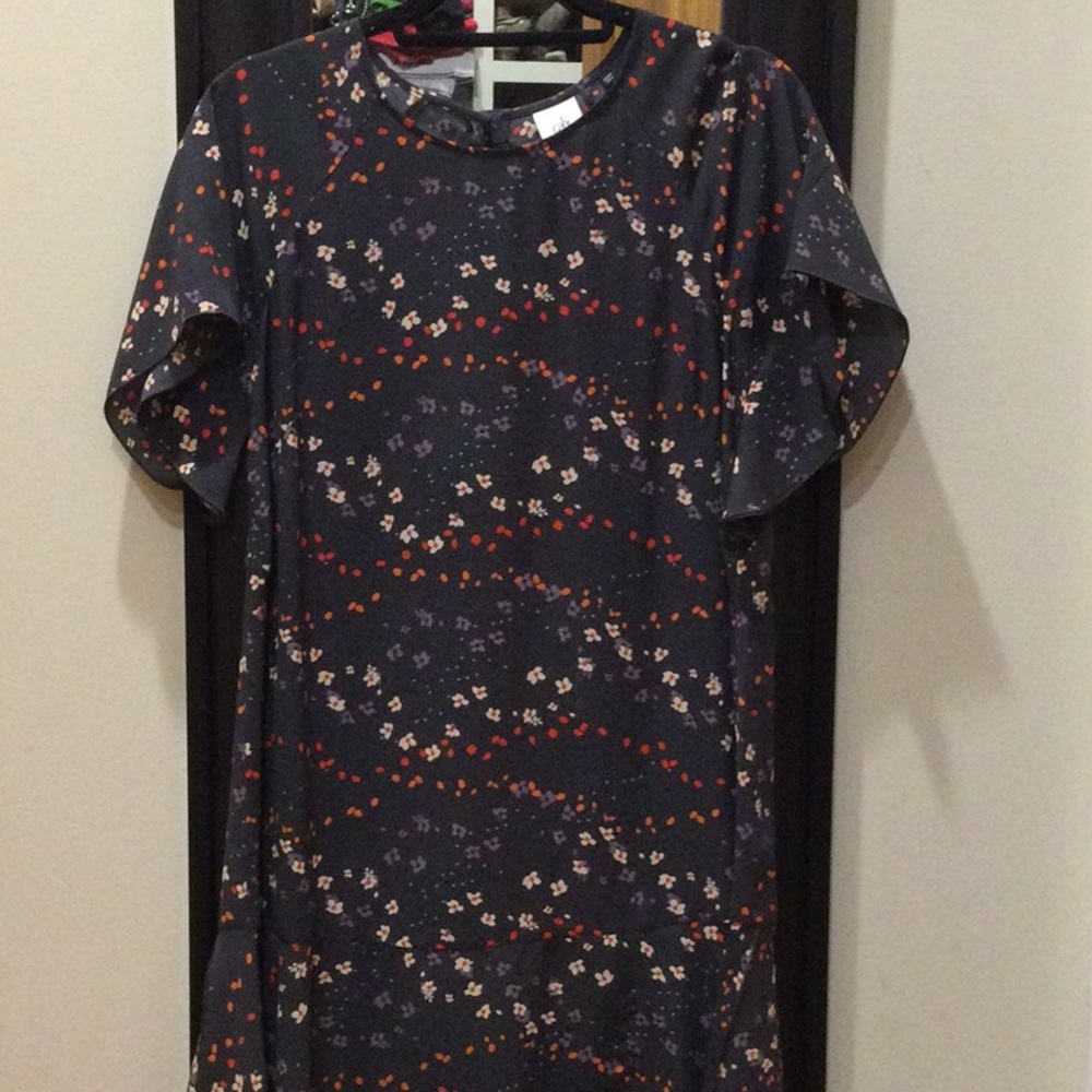 Grey background w/ lots of color cabi dress